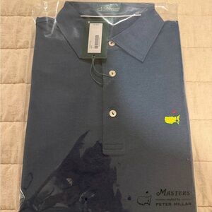 Peter Millar Navy Polo with Yellow Masters Logo